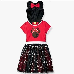 NWT Minnie Mouse hooded tutu dress ears 14 16 XL